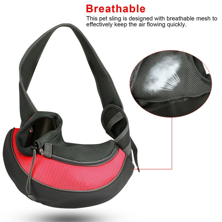 iMounTEK Pet Puppy Carrier Sling Hands Free Shoulder Travel Bag. Dog Cat Outdoor Reversible Pouch Mesh Shoulder Carry Bag Tote Handbag Carrier Red