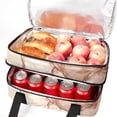 thumbnail image 5 of Marble Double Layered Insulated Lunch Bag with Two Compartments, Large Capacity Handheld Lunch Bags for Refrigerated Meals, 7.1x11.4x16.1 Inches, 5 of 6
