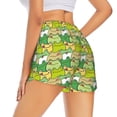 thumbnail image 4 of Picia Cartoon Frog Pattern Women's 2 in 1 Athletic Running Shorts High Waisted Workout Casual Gym Sweat Shorts with Comfy Liner Zipper Pockets-XX-Large, 4 of 9