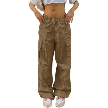 DISCIPBUSH Cargo Pants Women Baggy, Parachute Pants for Women Trendy, Y2K  Pants, Streetwear Women with 4 Pockets, Khaki, Small : : Clothing,  Shoes & Accessories
