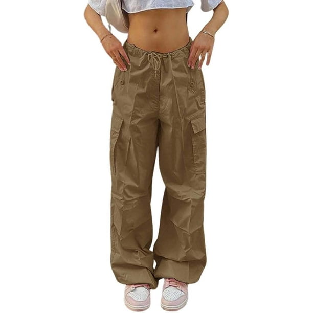 Parachute Pants for Women, Cargo Pants Women Baggy, Y2K Low Waist Wide Leg Baggy  Pants 