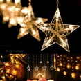 thumbnail image 4 of Cortinas de luces LED navideñas, guirnaldas de luces LED navideñas, cortinas de luces navideñas, guirnaldas de luces navideñas, luces de estrellas, cortinas de luces con estrellas, decoración navideña, 4 of 5