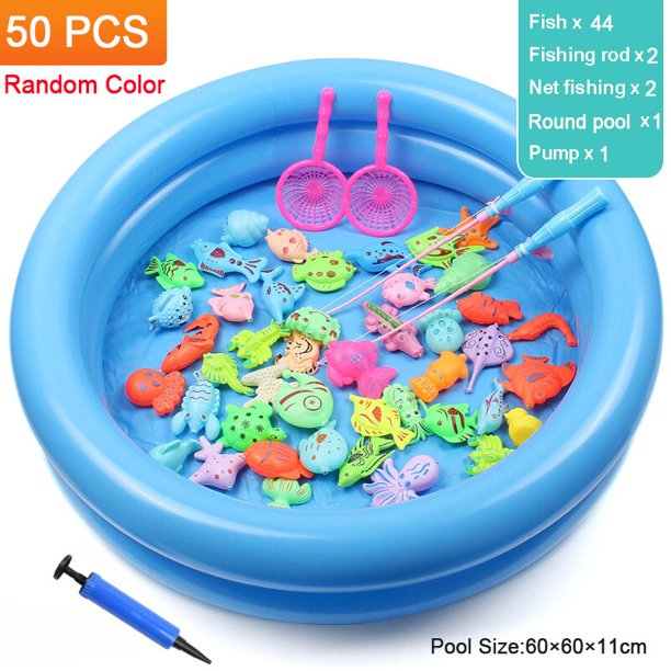 Juego de pesca con piscina inflable para niños, caña de pescar magnética, juguetes interactivos de agua para niños y niñas, regalo de cumpleaños