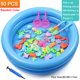 thumbnail image 1 of Juego de pesca con piscina inflable para niños, caña de pescar magnética, juguetes interactivos de agua para niños y niñas, regalo de cumpleaños, 1 of 4