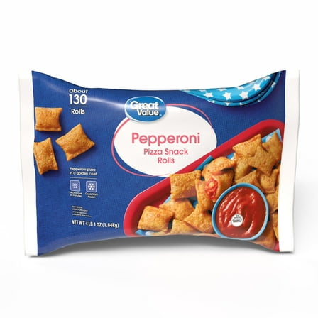 Great Value Pepperoni Pizza Snack Rolls, 65 oz, 130 Count (Frozen)