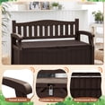thumbnail image 4 of JUMMICO 80 Gallon Resin Outdoor Storage Bench, Large Deck Box with Armrest, Lockable & Waterproof for Garden, Home, Patio, Pools (Brown), 4 of 7