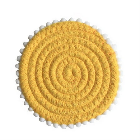 

Woven Coasters Water Absorbent Heat Insulation Tabletop Round Ball Decoration