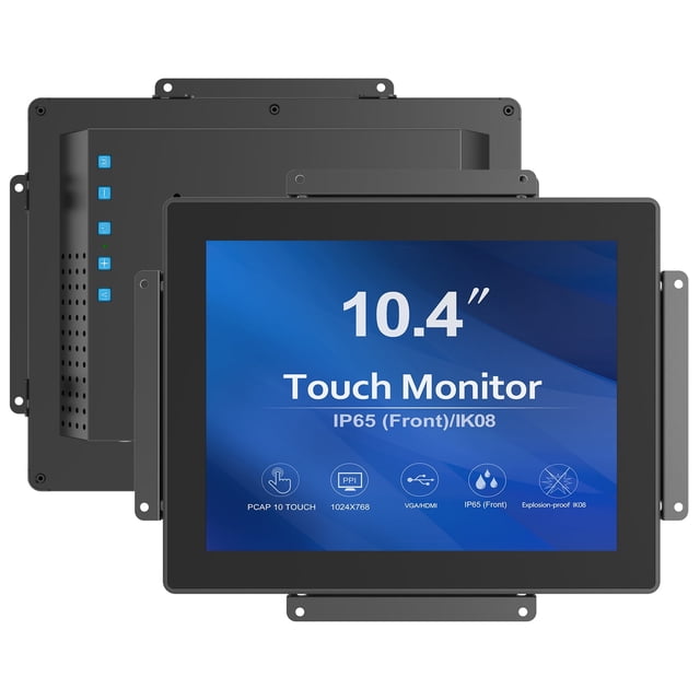 GreenTouch 10.4" High Brightness 1000 Nits Open Frame PCAP Touch Screen LCD Display Monitor,1024x768,Black
