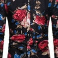 thumbnail image 4 of IROINNID Discount Graphic Shirts for Men Rose Printed Seaside Holiday Style Long -Sleeved Shirt,Black, 4 of 4