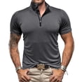 thumbnail image 2 of CUSTG T-Shirts Men's Workout Gym Muscle Athletic Running Hiking Active Half Zip Short Sleeve T Shirts Classic O-Neck Tops, 2 of 8