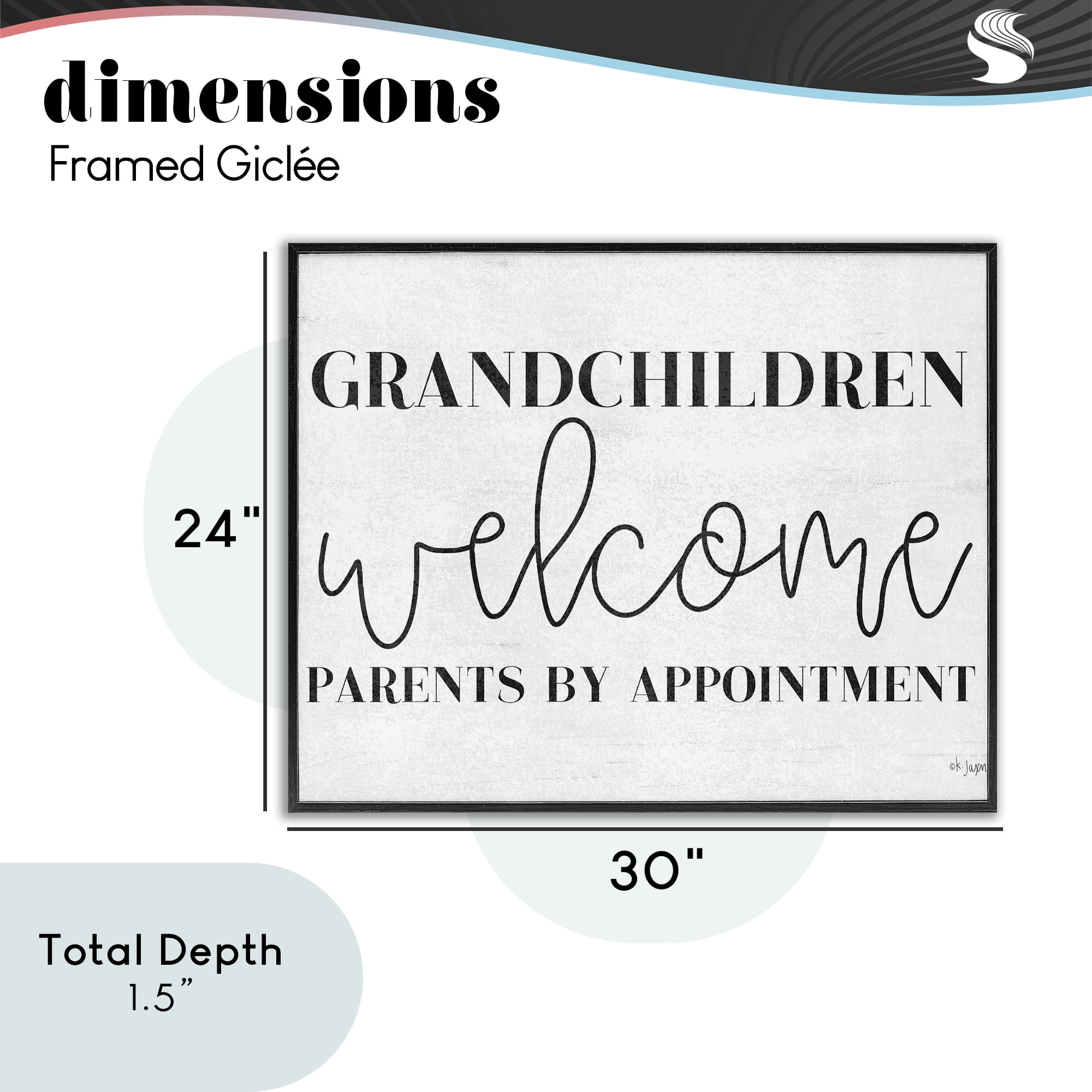 Stupell Industries Grandchildren Welcome Parents by Appointment Black Framed Giclee Art, design by Jaxn Blvd.