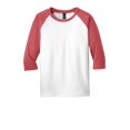 thumbnail image 3 of District Teen Unisex Regular Plain 3/4-Sleeve T-Shirt Hthrd Red/Wht Large, 3 of 4