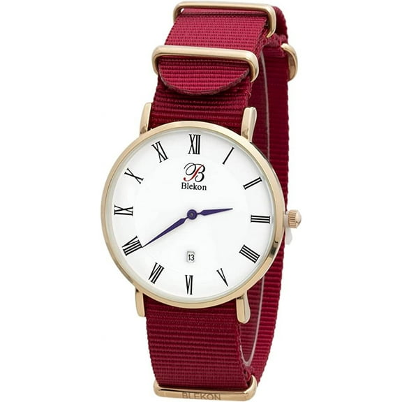 Blekon Collections Women's 40mm Ultra Thin Case Slip Through Multicolor Nylon Strap Watch