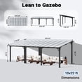 thumbnail image 4 of NETAJE 10'x22' Wall Mounted Gazebo Awnings, Permanent Hardtop Aluminum Pergola with Polycarbonate Roof, Outdoor Patio Canopy Shade Cover for Backyard, Decks, Garden, 4 of 8