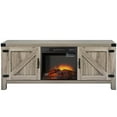 thumbnail image 3 of TV Fireplace Console, Farmhouse Electric TV Stand for TVs up to 65", Barn Door Wood TV Console Cabinet w/ Remote, Universal TV Stand Media Console Home Entertainment Center for Living Room, LL325, 3 of 12