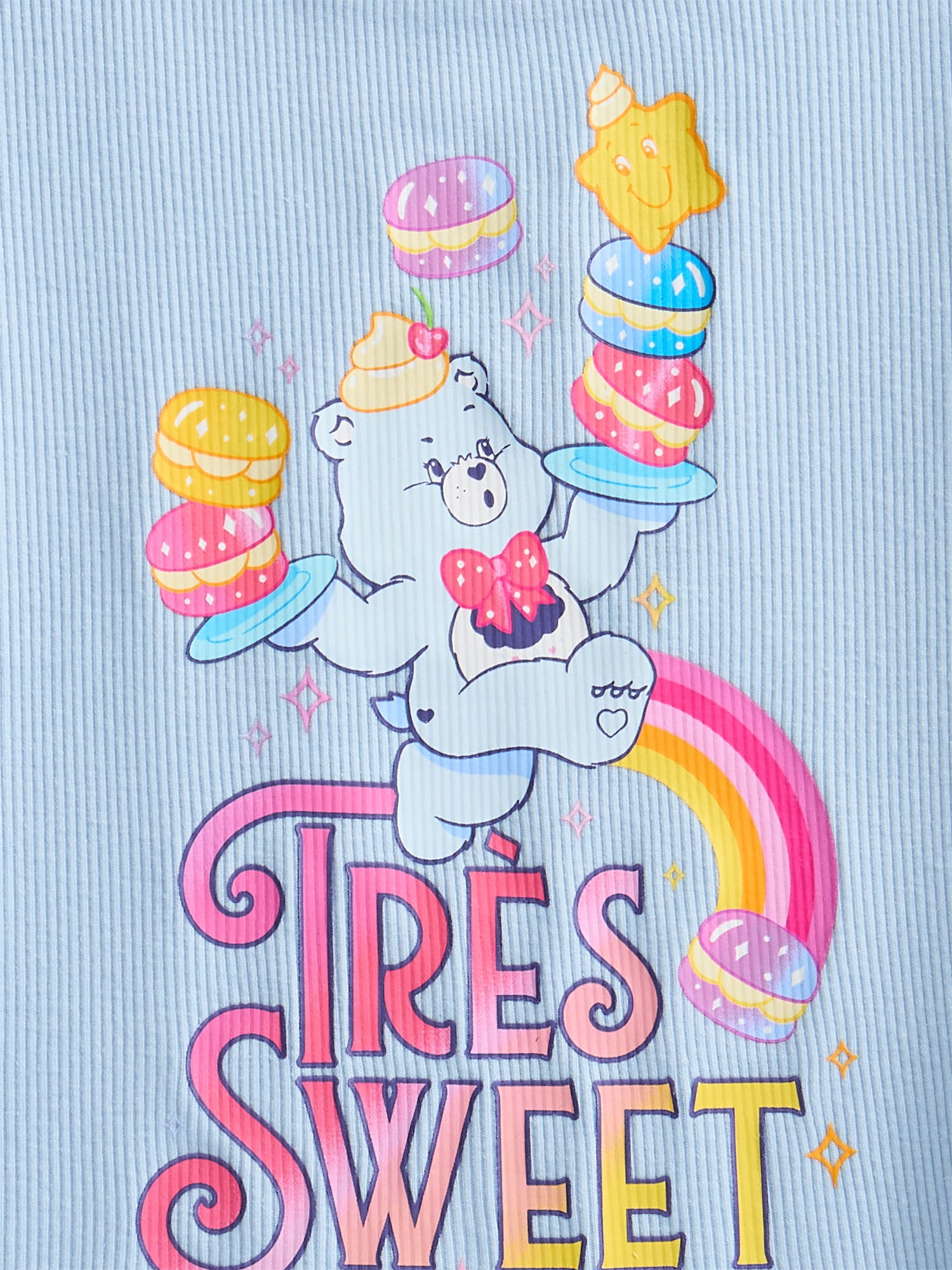 Care Bears Girls Purl Edge Graphic Tee with Short Sleeves, Sizes 4-16