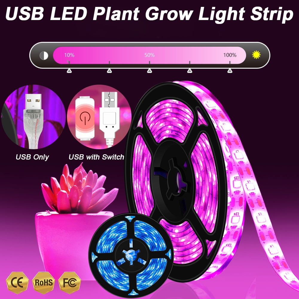 5V USB Plant Grow LED Strip Light Dimmable Touch Switch Waterproof Grow Strips 