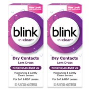 2 Pack Blink N Clean Lens Drops For Soft & Rgp Lenses 0.5 Fluid Ounces Each