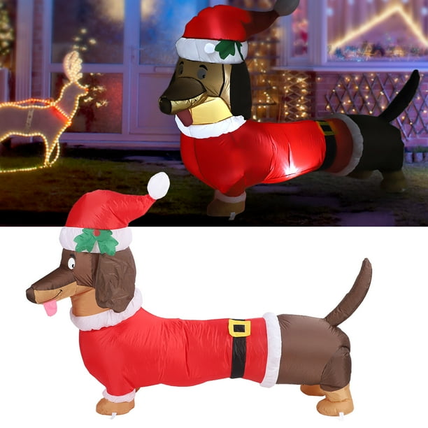 Perro Weiner Inflable Iluminado 1,5 Metros Dachshund Decoración Navideña Interior Al Aire Libre