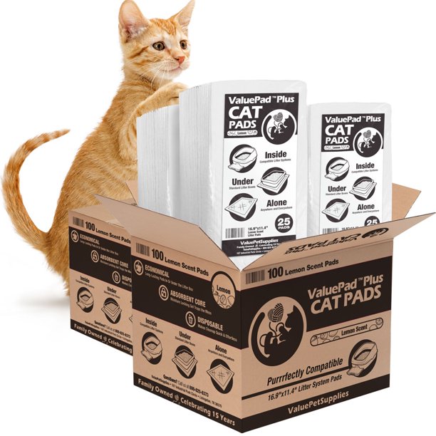 NEW ValuePad Plus Cat Litter Pads, 16.9x11.4 Inch, Lemon Scent, 200