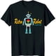 thumbnail image 1 of Playera de Mujer con Robot Retro en Azul Claro sobre Fondo Negro, 1 of 5