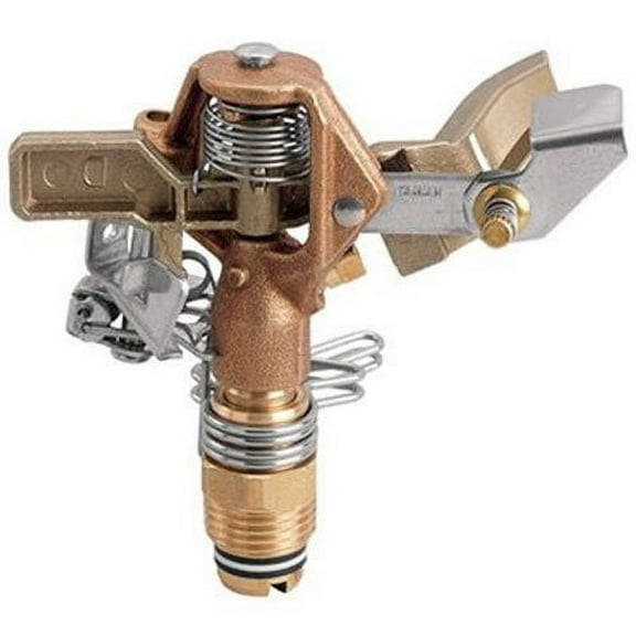 Orbit 20-40 Ft Brass Impact Lawn Sprinkler Head, Anti-backsplash arm