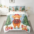 thumbnail image 2 of Manfei Farm Highland Cattle 7-Piece Twin Bedding Sets,Chic Christmas Tree Bedding Comforter Set,Brown Green Blue Sheet Sets For Children,Luxury Bedroom Decor Reversible, 2 of 8