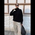 thumbnail image 4 of Suéter de Larga y Cuello Alto para Mujer, Estilo Informal, Holgado, de Punto Grueso, para Otoño e Invierno. Negro S, 4 of 9