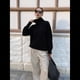 thumbnail image 4 of Suéter de Larga con Cuello Alto para Mujer, Estilo Holgado, Informal, de Punto Grueso, para Otoño e Invierno. Negro L, 4 of 9