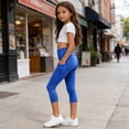 thumbnail image 3 of Bixock Girls Leggings High Waist Yoga Pants with Pockets Kids Soild Color Soft Casual Capri Pant Workout Activewear Girls Clothings Size 6-7Years, 3 of 6