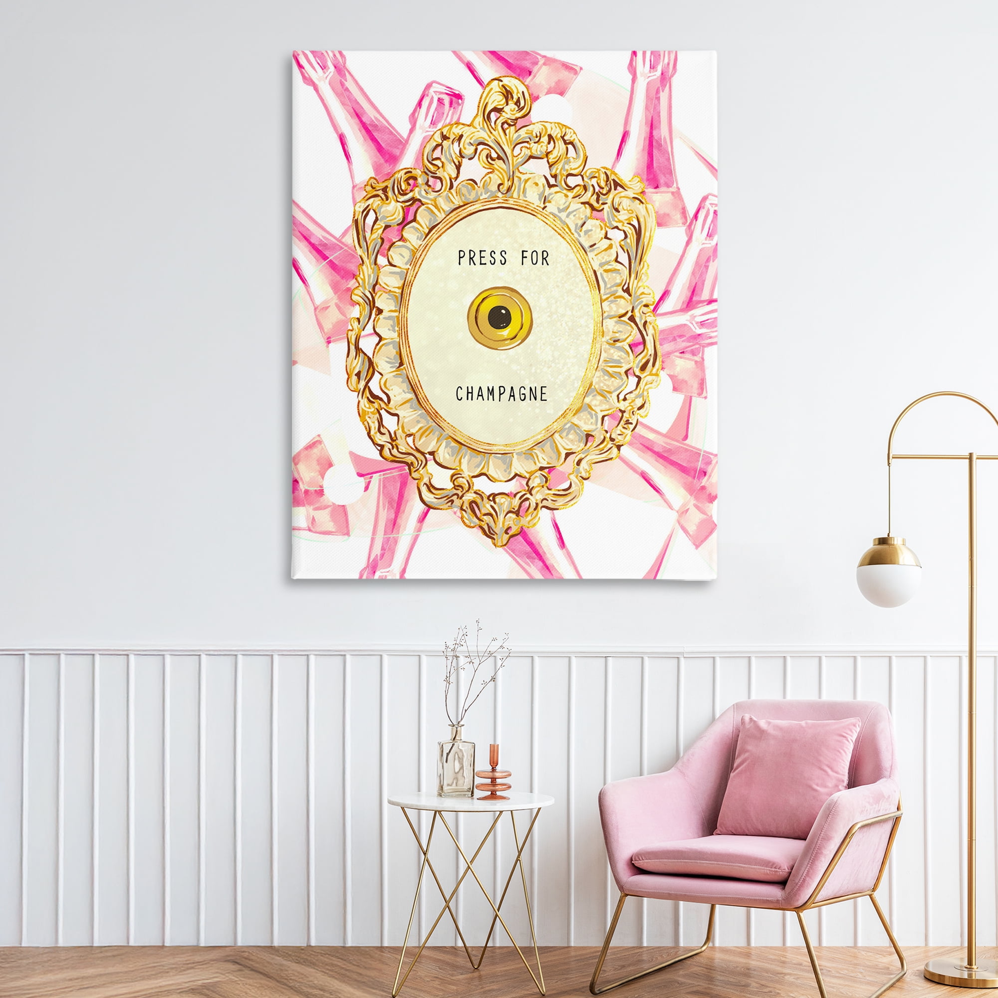 Champagne Doorbell with Pattern Canvas Wall Art, design by Ziwei Li