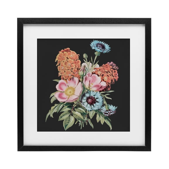 Stupell Industries Vintage Bouquet Study over Black Black Framed Print Under Glass, design by Dan Meneely