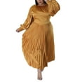 thumbnail image 6 of Niuer Ladies Dresses Crew Neck Maxi Dress Long Sleeve Oversized Solid Color Gold XL, 6 of 7