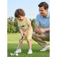 thumbnail image 3 of BemeyourBBs 2Pcs Toddler Baby Boy Girl Golf Outfits Summer Clothes Short Sleeve Crew Neck Striped Golf Embroidery T shirt Tops and Pockets Shorts Set, 3 of 9