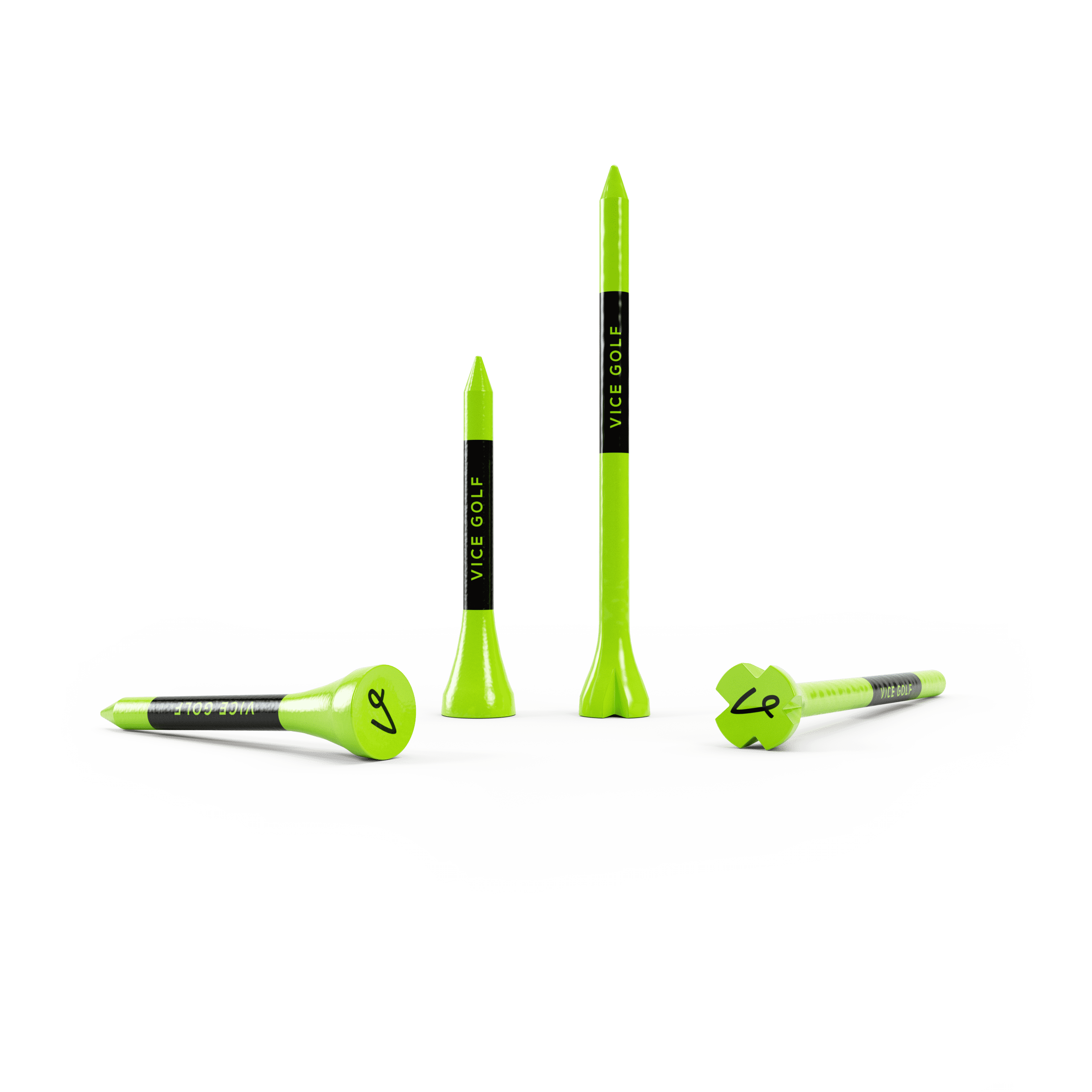 Vice Golf Bamboo Tees 75 pack, Green (60 -3.3 inch length  and 15 -2.1 inch length)
