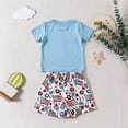 thumbnail image 5 of YDFCWXW Toddler Baby 4th of July Outfit Boy Girl Oversized Romper Shirts Shorts Set Matching Clothes (Light Blue, 18-24 Months), 5 of 5