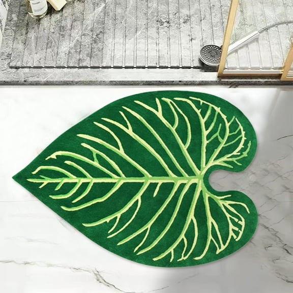Isvgxsz Leaf Area Rugs for Living Room, Green Washable Throw Rugs Tropical Monstera Plant Non-Slip High Traffic Bedroom Rugs Indoor Outdoor Carpet for Porch Dinning Room Entryway Kitchen