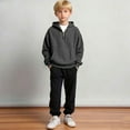 thumbnail image 5 of Boys Waffle Quarter Zip Hoodies Long Sleeve Loose Sweatshirts Fall Winter Tops&nbsp;, 5 of 5