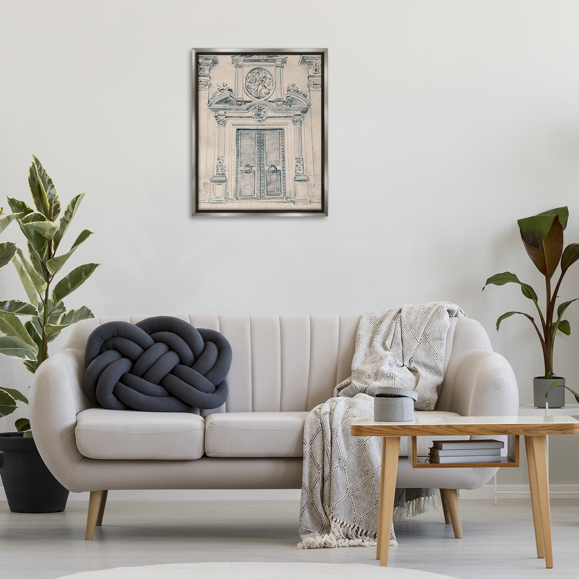 Stupell Industries Detailed Architecture Scene Town & City Drawing Gray Floater Framed Art Print Wall Art, 25 x 31