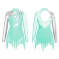 thumbnail image 3 of Vestido de baile de Ballet y gimnasia para niñas, vestido de baile brillante largo con cuello redondo y manga brillante, vestido de patinaje artístico de malla, tutú de bailarina, 3 of 5