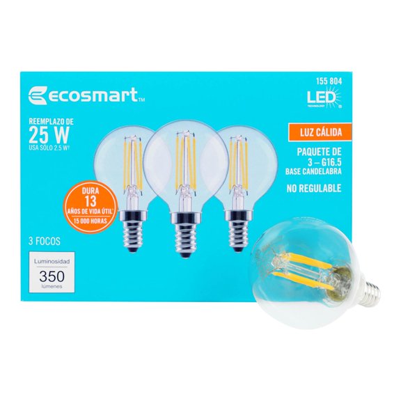 Foco Led Globo G16.5 E12 2.5W 2700K Ecosmart