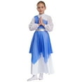 thumbnail image 2 of Aislor Girls Long Sleeve Worship Praise Dance Tunic Liturgical Church Robe Irregular Hem Dress Royal Blue 6, 2 of 7