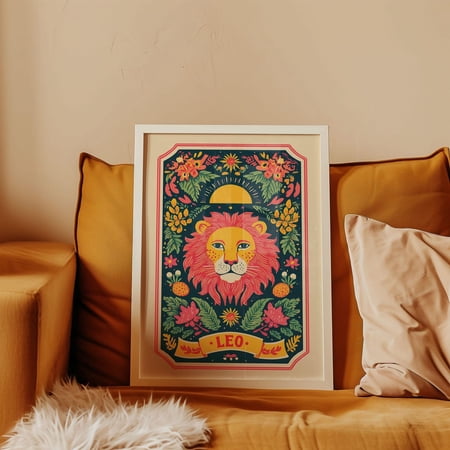 Leo Zodiac Art Print Retro Lion Vintage Astrology Wall Decor