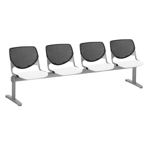 KFI Studios KOOL 4 Seat Reception Bench, White Seat, Black Back