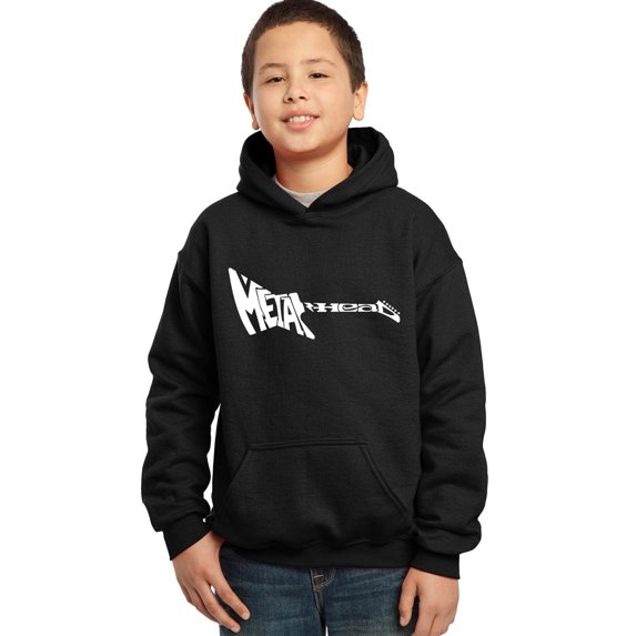 LA Pop Art Boy's Word Art Hooded Sweatshirt - Metal Head
