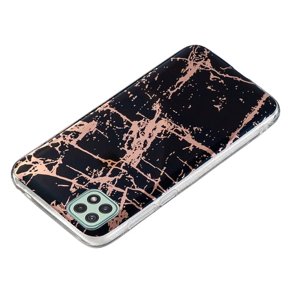 For Samsung Galaxy A22 5G Drop Protection Marble Texture Light Luxury Plating Silicone Lightweight Ultra Thin Back Protective Case Cover For Samsung Galaxy A22 5G,Black Marble