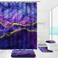 thumbnail image 6 of 4 Piece Bathroom Set with Shower Curtain and Rugs, Gold Purple Bathroom Shower Curtain Set with Rugs, Incl Shower Curtain with 12 Hooks, Soft Bath Mat, U-Shaped Floor Mat, Toilet Lid Oval Rug, 6 of 7