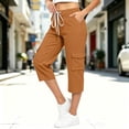 thumbnail image 5 of Ltctricy Cargo Capri Pants for Women Elastic Waist Drawstring Cropped Pants with Pockets Casual Hiking Outdoor Pants, 5 of 7