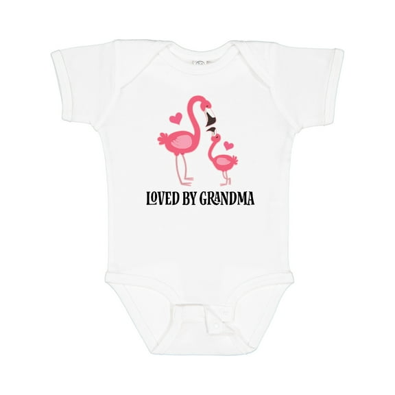 Inktastic Grandma Loves Me Flamingo Grandchild Girls Baby Bodysuit