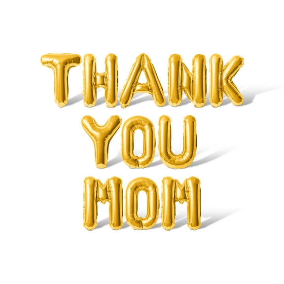 Letter Balloons - THANK YOU MOM 16" Inch Alphabet Letters Foil Mylar Balloon Mother's Day Party Banner (Gold)